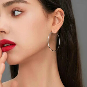 Silver Hoop Earrings Women's  Fashion Jewelry